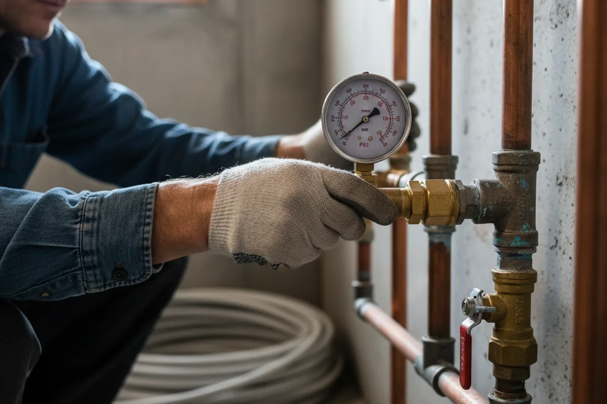 Pressure testing a repaired line during Water Line Repair in Jenkins